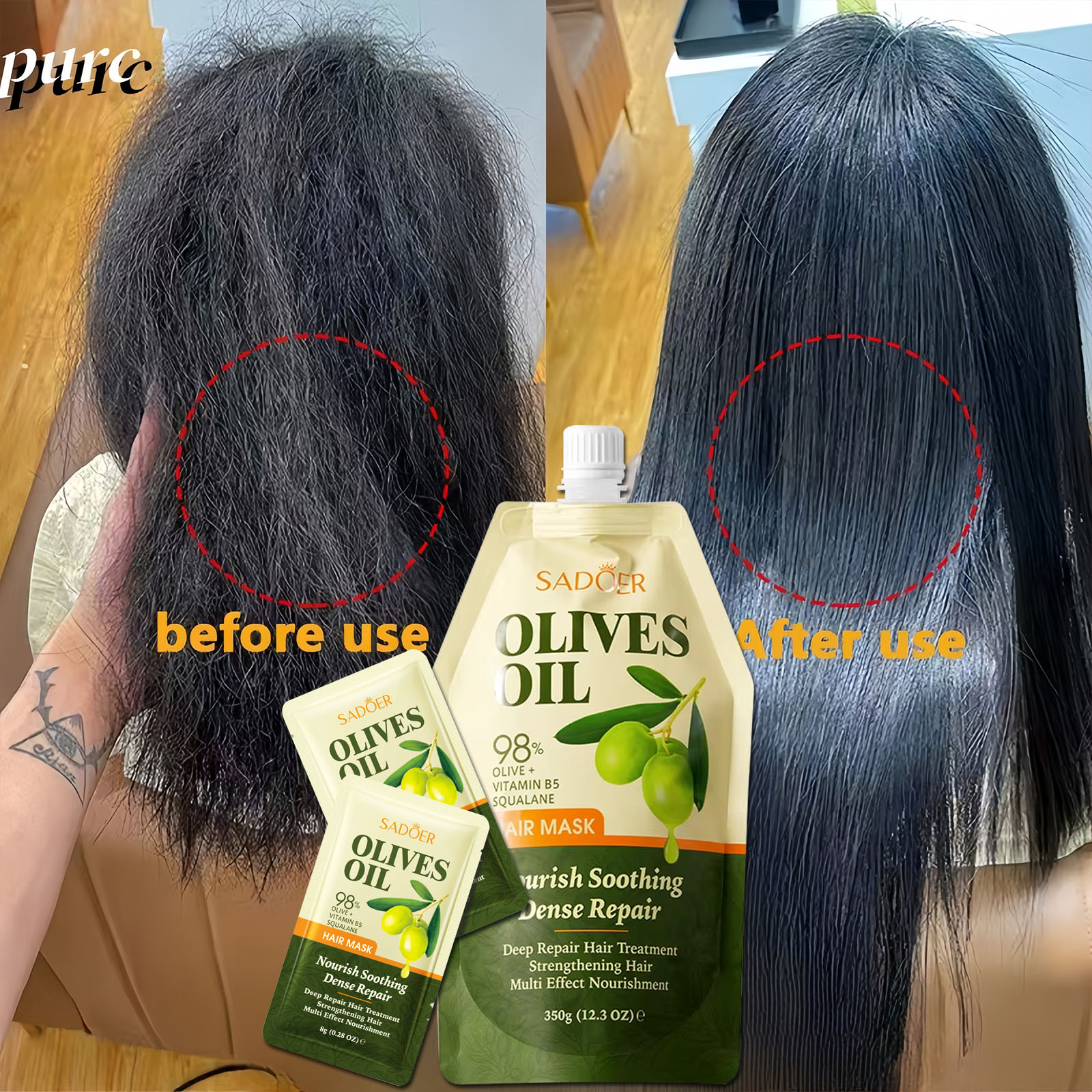 1/2Bags Olive Oil Hair Mask Co - Deep Conditioner Mask ulasan dan harga